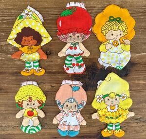 6 Vintage Strawberry Shortcake Cut & Sew MINI Pillows Orange Apple Cherry Lemon